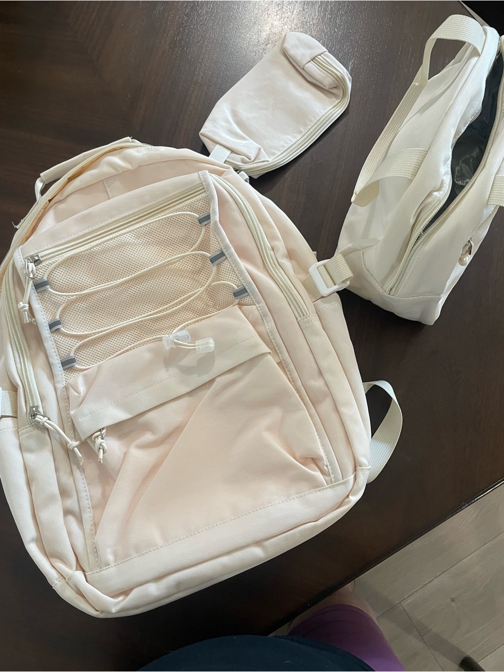 Cream Canvas Backpack with Matching Pouch - Minimal Everyday Carry